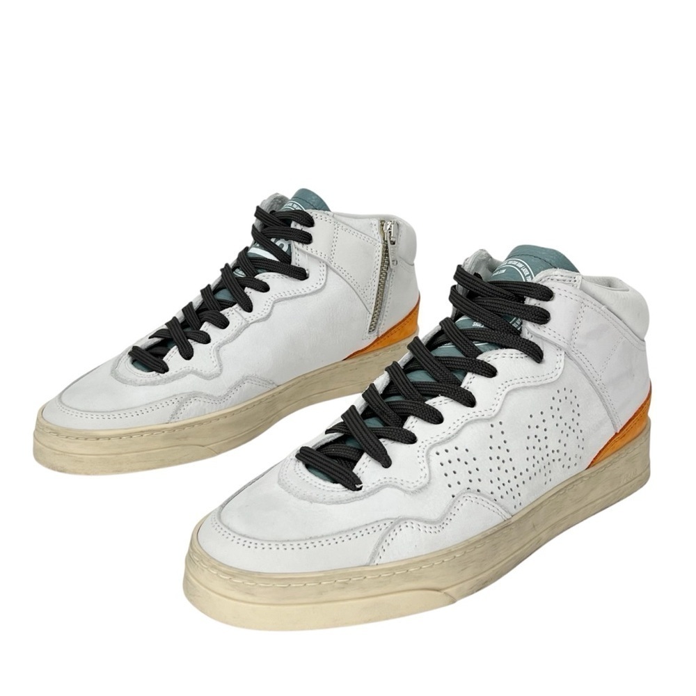 New P448 Balihi High Top Sneaker Women’s Euro Size 39 (US 8.5 - 9) White Orange - Picture 7 of 13